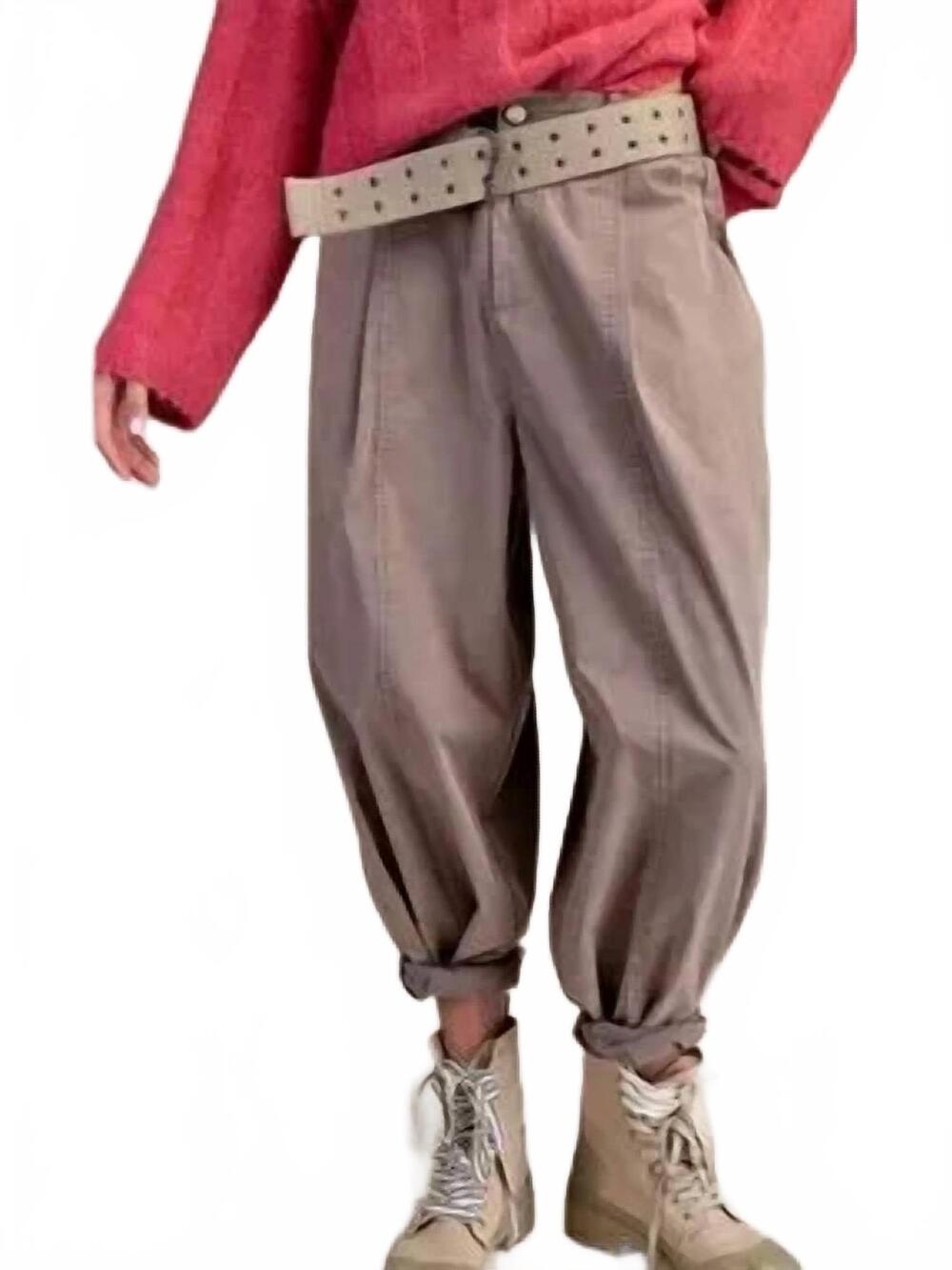 NEW EASEL parachute barrel woven pants in mocha